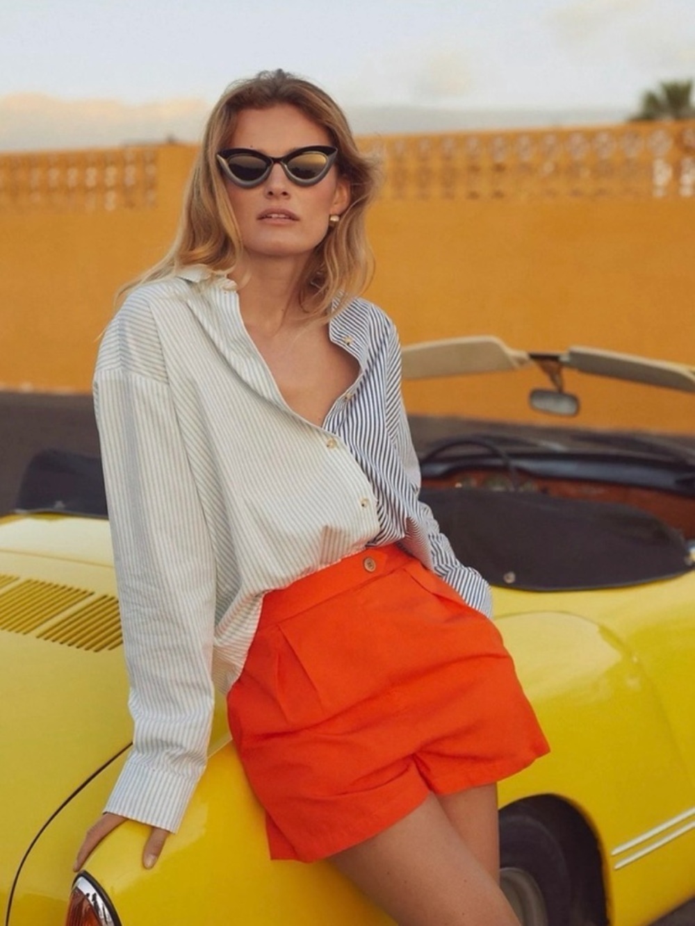 Anthropologie Maeve Pleated Poplin Shorts 100% Cotton Orange Size 12 NWT